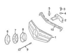 Genuine Mercedes 20788031839040 Grille; Front Upper - Mercedes