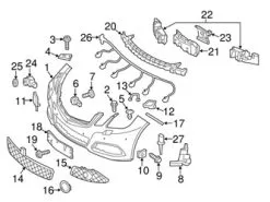 Genuine Mercedes 2128850253 Grille; Front Right Lower - Mercedes