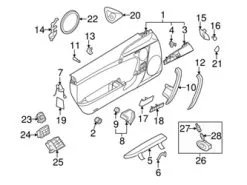 Genuine Porsche 997555351038W7 Door Window Switch Bezel; Front Left - Porsche